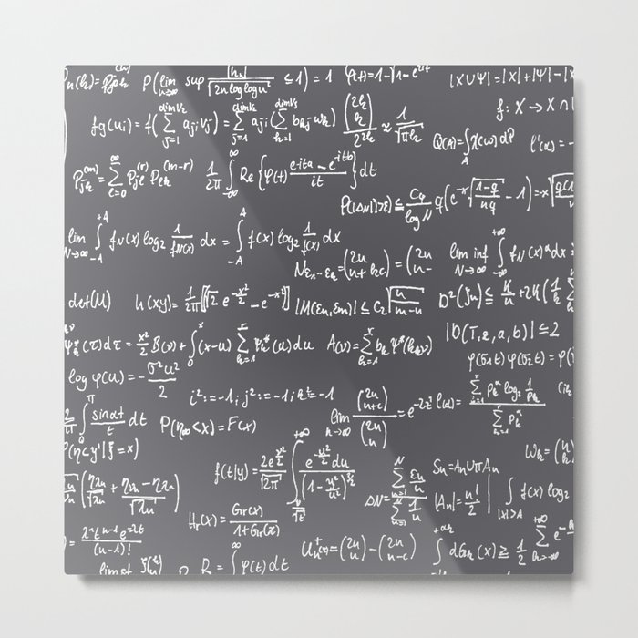 Math Equations // Charcoal Metal Print