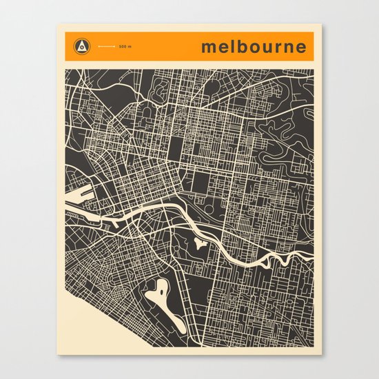 Melbourne Map Canvas Print