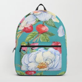 Vintage Floral Pattern: Luxurious Flowers and Bumble Bee Backpack