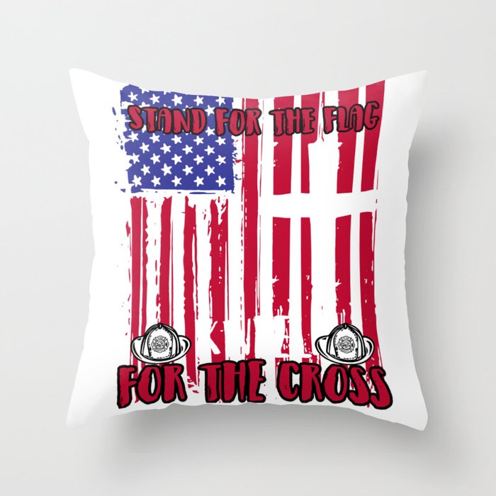 Firefighter Stand For The Flag Kneel Cross Throw Pillow By Kayelex
