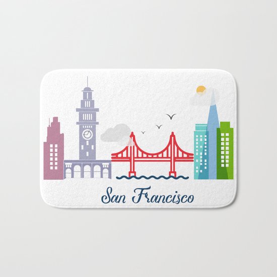 what a colorful city San Francisco, CA. v2. Bath Mat