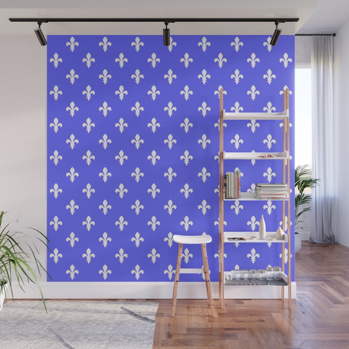 Fleur-de-Lis (White & Azure Pattern) Wall Mural