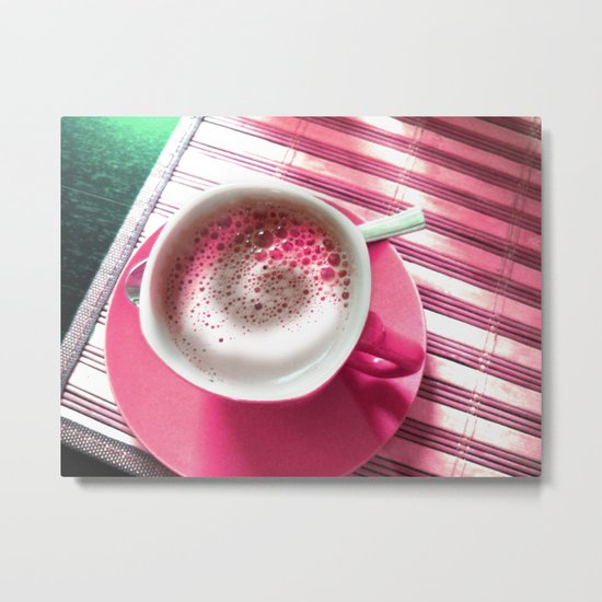 Coffee in Pink Metal Print