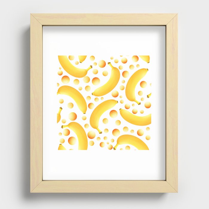 Pattern with bananas and balls Recessed Framed Print