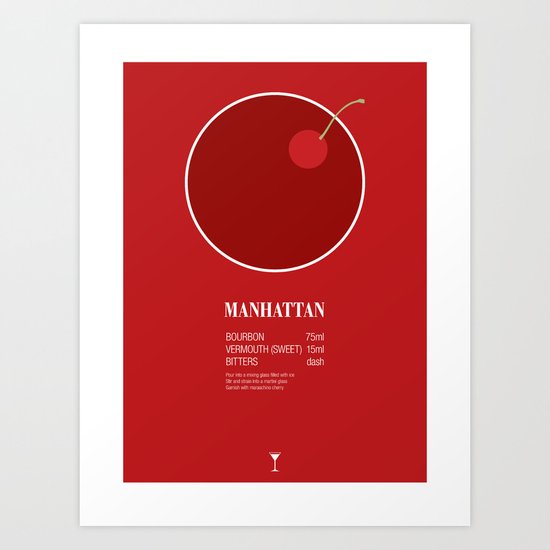 Manhattan Cocktail Recipe Poster (Metric) Art Print