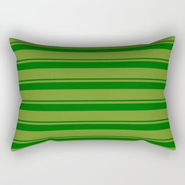 [ Thumbnail: Dark Green & Green Colored Pattern of Stripes Rectangular Pillow ]