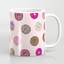 Artsy Pink Sprinkle Donuts Watercolor Pattern Coffee Mug