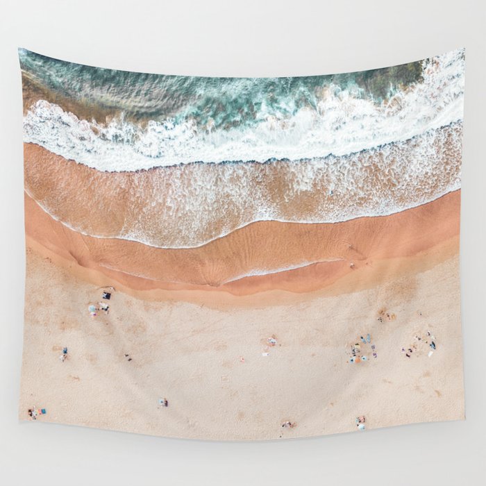 Beach Print, Aerial Beach, Bondi Beach, Aerial Photography, Ocean Waves, Waves Print, Sea Print Wall Tapestry