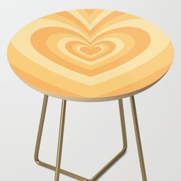 Muted Pastel Yellow Psychedelic Hearts Pattern Side Table
