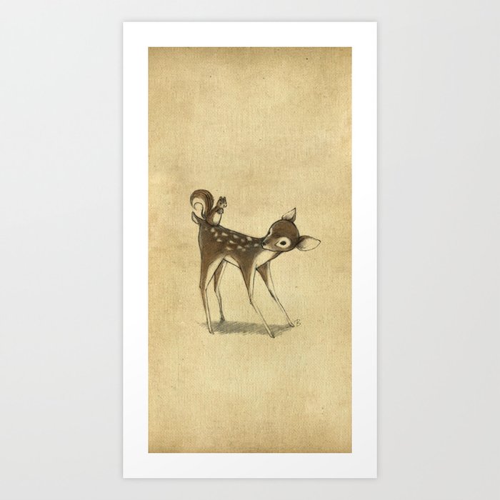 Bambi & friend Art Print