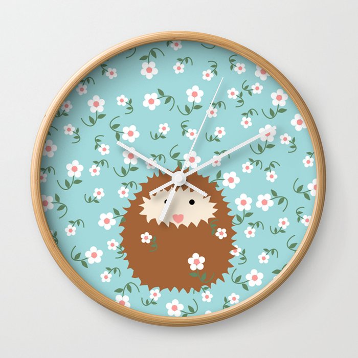 Hedgie in Spring Wall Clock