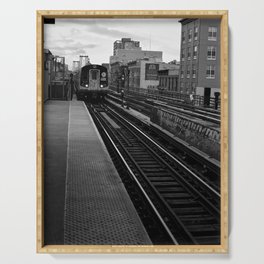 Black and White J Train Serving Tray