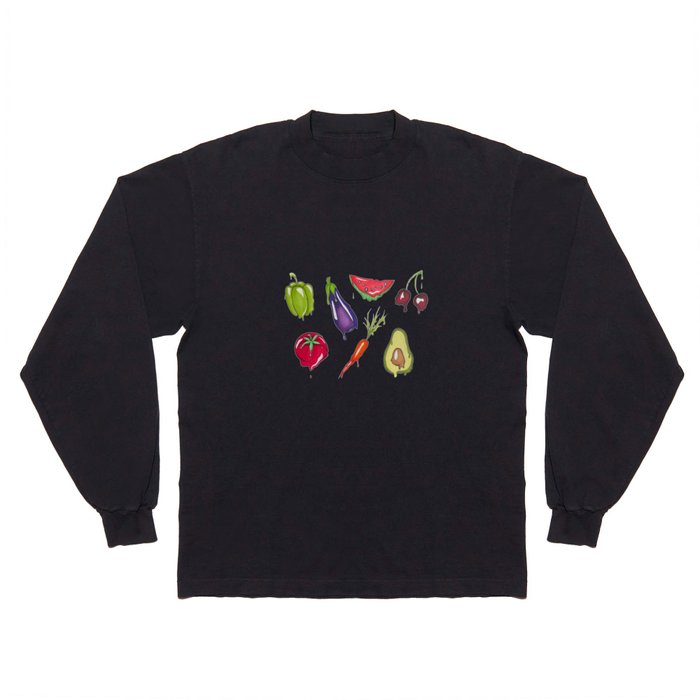Trippy Melting Fruits and Vegetables - Hand Drawn Long Sleeve T Shirt