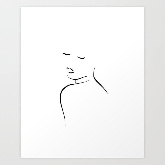 Minimalist Woman Drawing Kiss Me Cora Art Print By Peachonawindowsill Society6