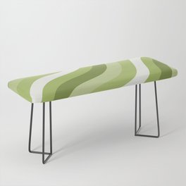 Sage and Olive Green Wobbly Pop Stripes Diagonal Pattern Bench