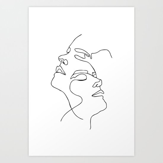 Double Face One Line Poster Abstract Art Abstract Poster Modern