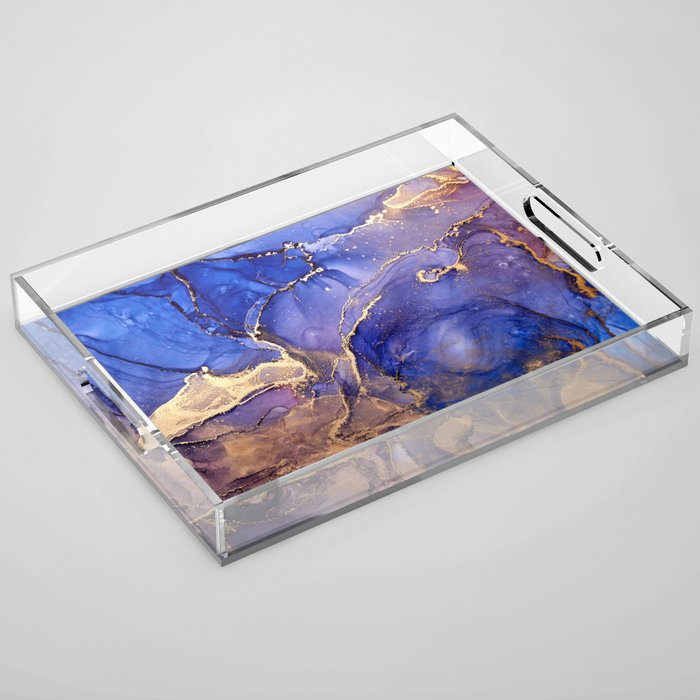 Luxury Gold Abstract Flui Liquid Painting Acrylic Tray