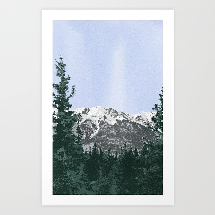 Mountain and Tree Illustration Art Print