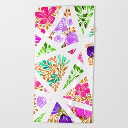 Pink and Purple Floral Mosaic Beach Towel