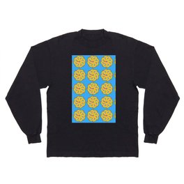 Floral Tile Art Design Pattern in Yellow Long Sleeve T-shirt