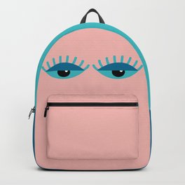Unamused Eyes | Turquoise on Dark Peach Backpack | Eyelash, Eyes, Emotions, Shrug, Eye, Prettyeyes, Unamused, Turquoiseeyes, Rosequartz, Pulpsofwood 