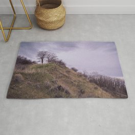 Winter Hillside with Trees Area & Throw Rug