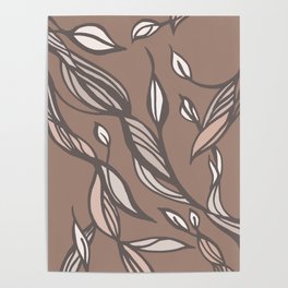 Elegant Abstract Leaves Design in Caramel color Poster