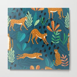 Cheetah pattern 001 Metal Print | Decorative, Curated, African, Bigcat, Animal, Floral, Nature, Cheetah, Leopard, Palm 