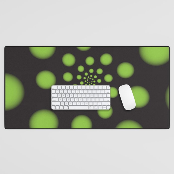 Green Spiral Dots Desk Mat