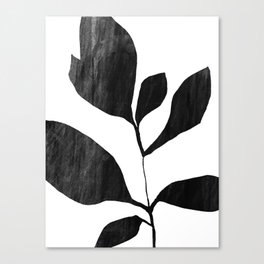 Black and White Watercolor Plant Silhouette 7 Canvas Print