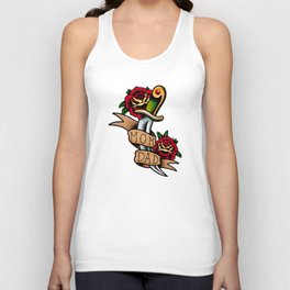 Mom and Dad Roses Dagger Traditional Tattoo Unisex Tank Top
