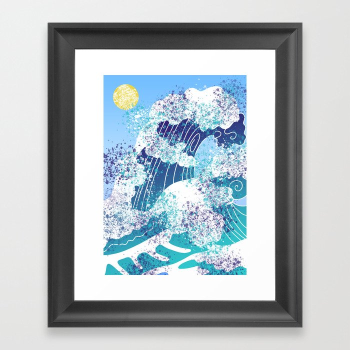Surfing waves Framed Art Print