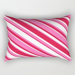 [ Thumbnail: Crimson, White & Hot Pink Colored Striped/Lined Pattern Rectangular Pillow ]