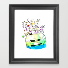 Funny cats car party | painting style Framed Art Print