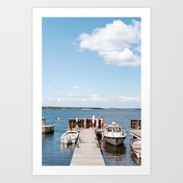 Day at the ocean - Sweden - blue, sea, people Art Print