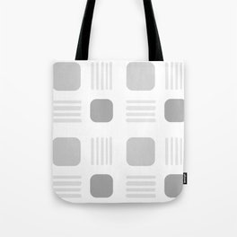 Mid-Century Modern Squares Lines Mono Silver Tote Bag