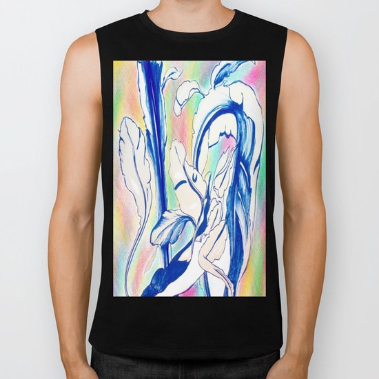 Plant in Blue Marker - Leaf of Life Miracle Leaf - Rainbow Colorful 2 Biker Tank