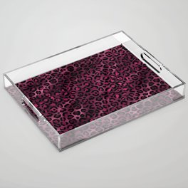 Burgundy and Gold Leopard Print Pattern 06 Acrylic Tray