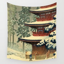 Saishoin Pagoda Temple in Snow Hirosaki Hasui Kawase Wall Tapestry