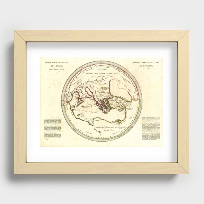 Vintage Map of the Journey of Ulysses / Odysseus / The Argonauts (1812) Recessed Framed Print