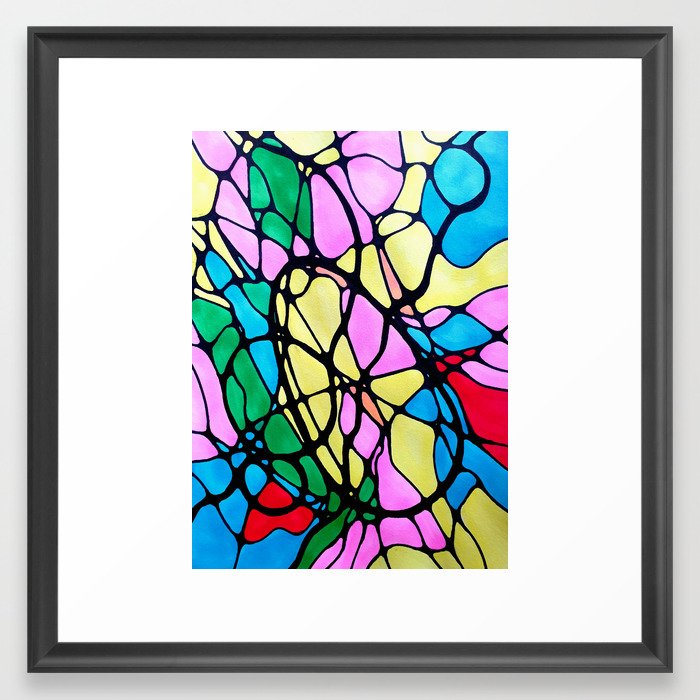 Neurographic pattern with a circles and variety shapes by MariDani Framed Art Print