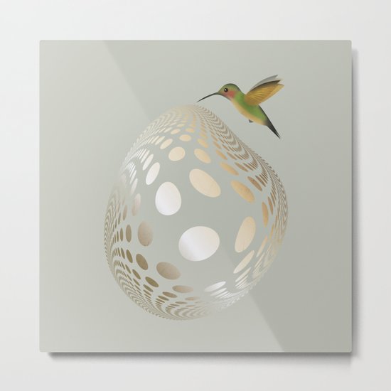 Hummingbird and Bubble Metal Print