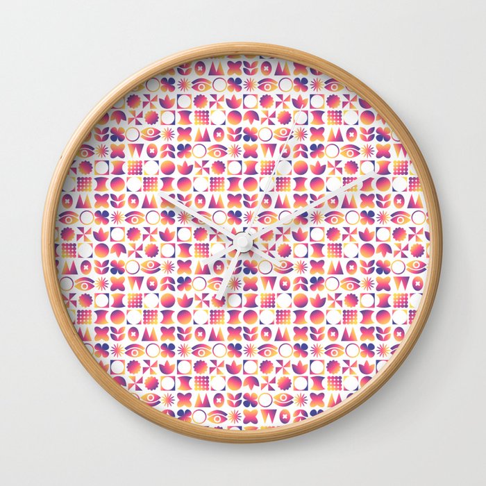 Abstract gradient shapes with grain Wall Clock