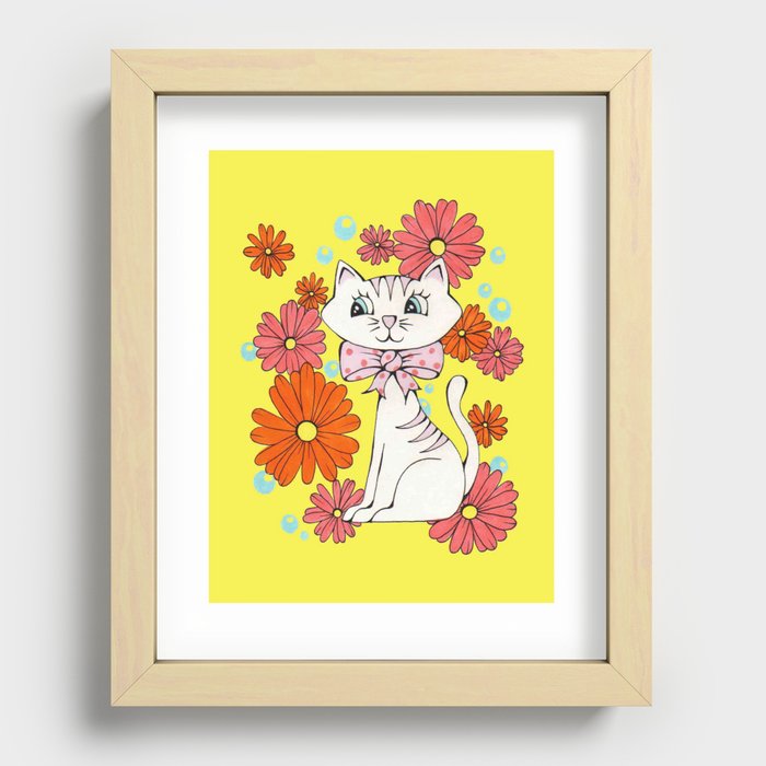 Vintage Kitty Recessed Framed Print
