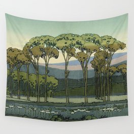 Japanese Block Print Summer Landscape by the Silver Studio Wall Tapestry