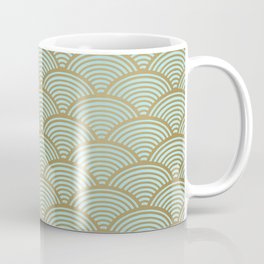 Festive, Art Deco, Wave, Pattern, Green and Gold Coffee Mug | Artdeco, Fab, Stripes, Xmas, Pattern, Modern, Curated, Glam, Vintage, Graphicdesign 