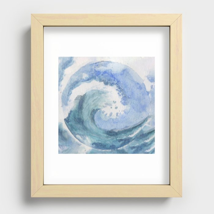 Wave world-Watercolor Recessed Framed Print