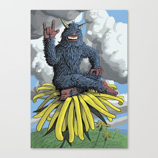 Monster on Oblique Dandelion Canvas Print