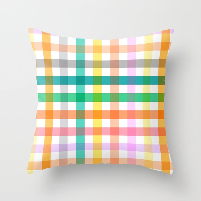 Cottagecore Colorful Gingham Picnic Throw Pillow