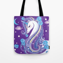 Magical Unicorn in Purple Sky Tote Bag